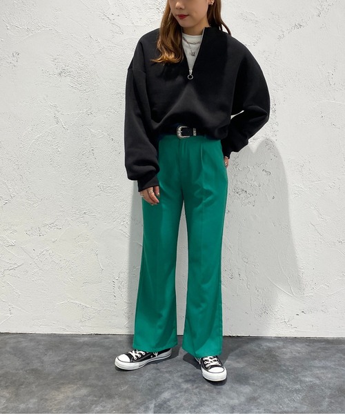 apres jour mignon(アプレジュールミニョン)の「ハーフジップスウェット【ZOZOTOWN限定アイテム】(スウェット・レディース・ナチュラル/グリーン/ブラック・X-LARGE/フリー)」の8枚目の写真