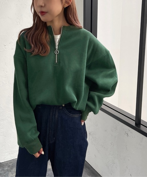 apres jour mignon(アプレジュールミニョン)の「ハーフジップスウェット【ZOZOTOWN限定アイテム】(スウェット・レディース・ナチュラル/グリーン/ブラック・X-LARGE/フリー)」の18枚目の写真