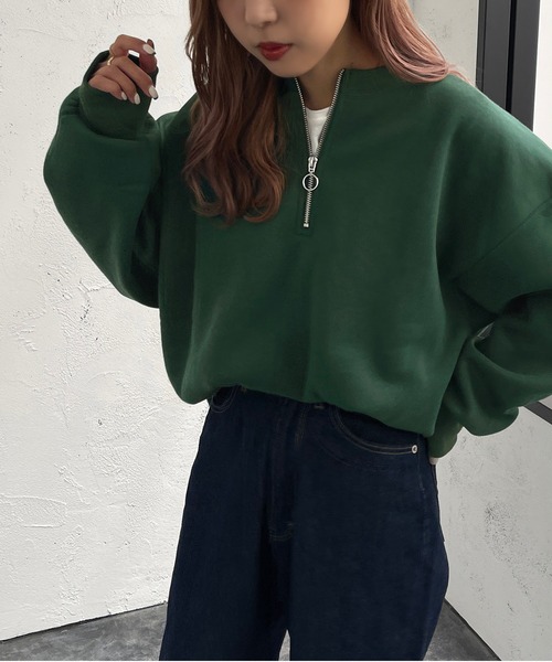 apres jour mignon(アプレジュールミニョン)の「ハーフジップスウェット【ZOZOTOWN限定アイテム】(スウェット・レディース・ナチュラル/グリーン/ブラック・X-LARGE/フリー)」の19枚目の写真