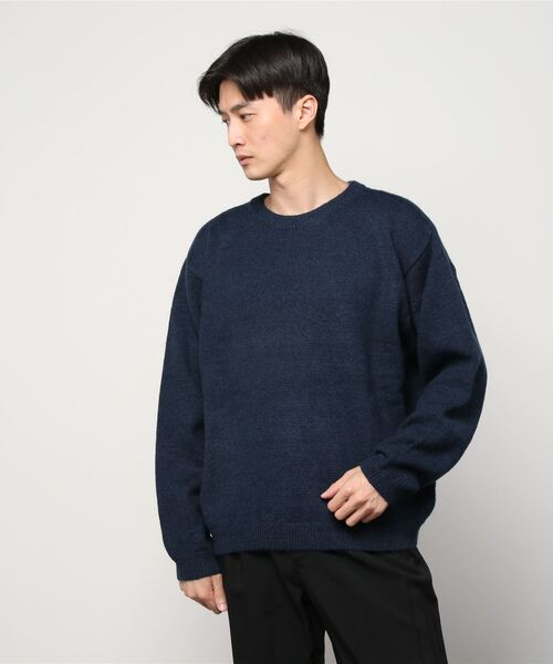 BAMBOO SHOOTS（バンブーシュート）の「BAMBOO SHOOTS/バンブーシュート　INDIGO CREWNECK SWEATER インディゴクルーネックセーター（ニット/セーター・メンズ・ネイビー/ブラック・X-LARGE/LARGE）」の2枚目の写真