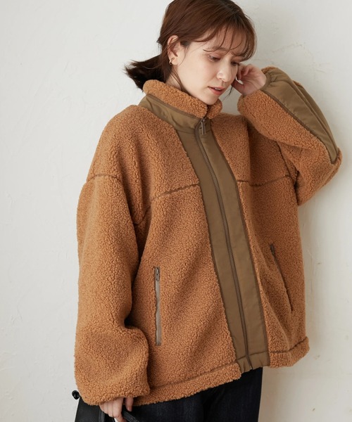 Green　Parks（グリーンパークス）の「ボアショートブルゾン＊（ブルゾン・レディース・アイボリー/キャメル/チャコールグレー・FREE）」の3枚目の写真