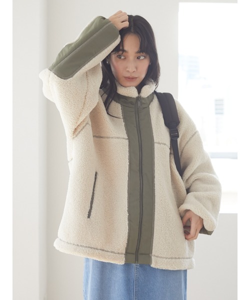 Green　Parks（グリーンパークス）の「ボアショートブルゾン＊（ブルゾン・レディース・アイボリー/キャメル/チャコールグレー・FREE）」の9枚目の写真