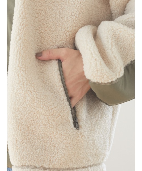 Green　Parks（グリーンパークス）の「ボアショートブルゾン＊（ブルゾン・レディース・アイボリー/キャメル/チャコールグレー・FREE）」の12枚目の写真