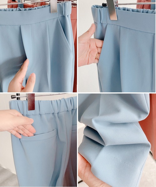 WHITE JOOLA(ホワイトジョーラ)の「ガルーダコンフォートダブルクロス 洗濯機で洗える&マルチストレッチ&防シワ加工 ・美ラインテーパードカラーパンツ(その他パンツ・レディース・サックスブルー/イエロー/ピンクベージュ/モカ/ベージュ/ネイビー・61/64/67)」の13枚目の写真