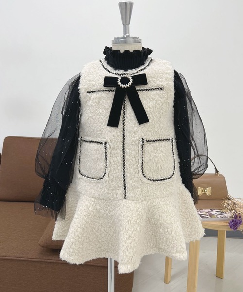 正規品販売衝撃価格 セール パールリボンボアワンピース ワンピース Io Sono Mao Moderato イオソノマオ モデレート のファッション 新しい到着 Arenatheatre Net