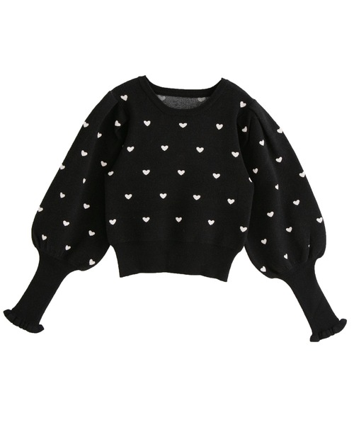 DearMyLove(ディアマイラブ)の「ハートボリューム袖ニットトップス(ニット/セーター・レディース・サックスブルー/ホワイト/ブラック×ピンク/オフホワイト/ブラック×ホワイト/ベビーピンク・LARGE/X-LARGE/MEDIUM)」の4枚目の写真