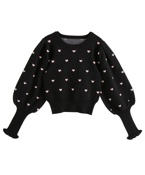DearMyLove(ディアマイラブ)の「ハートボリューム袖ニットトップス(ニット/セーター・レディース・サックスブルー/ホワイト/ブラック×ピンク/オフホワイト/ブラック×ホワイト/ベビーピンク・LARGE/X-LARGE/MEDIUM)」の5枚目の写真