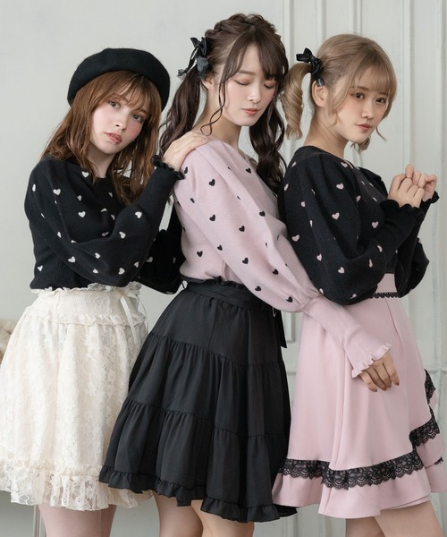 DearMyLove(ディアマイラブ)の「ハートボリューム袖ニットトップス(ニット/セーター・レディース・サックスブルー/ホワイト/ブラック×ピンク/オフホワイト/ブラック×ホワイト/ベビーピンク・LARGE/X-LARGE/MEDIUM)」の10枚目の写真