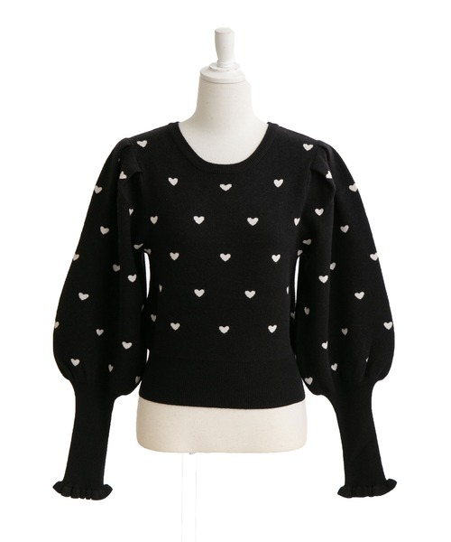 DearMyLove(ディアマイラブ)の「ハートボリューム袖ニットトップス(ニット/セーター・レディース・サックスブルー/ホワイト/ブラック×ピンク/オフホワイト/ブラック×ホワイト/ベビーピンク・LARGE/X-LARGE/MEDIUM)」の22枚目の写真