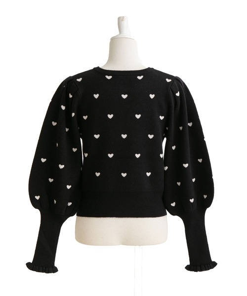 DearMyLove(ディアマイラブ)の「ハートボリューム袖ニットトップス(ニット/セーター・レディース・サックスブルー/ホワイト/ブラック×ピンク/オフホワイト/ブラック×ホワイト/ベビーピンク・LARGE/X-LARGE/MEDIUM)」の13枚目の写真