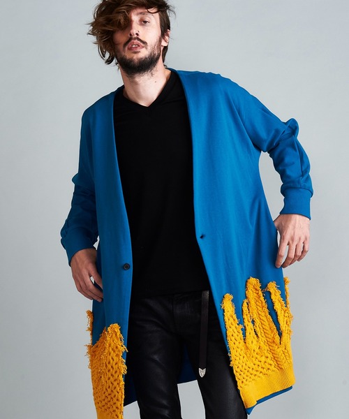 NO ID.（ノーアイディ）の「【NO ID.】Dolman Sleeve Long Cardigan / ドルマン スリーブ ロング カーディガン（カーディガン/ボレロ・メンズ・グレー/ブラック/ブルーグリーン・ONE SIZE）」の3枚目の写真