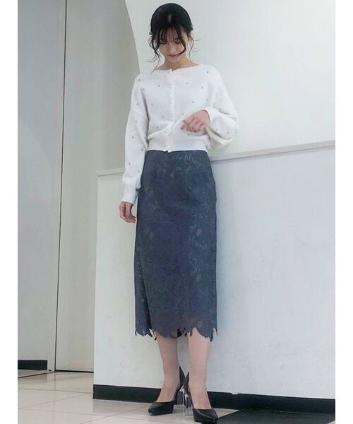 MERCURYDUO（マーキュリーデュオ）の「ビジュー付ニットカーディガン（カーディガン/ボレロ・レディース・ダークブラウン/オフホワイト/ベビーピンク・FREE）」の7枚目の写真