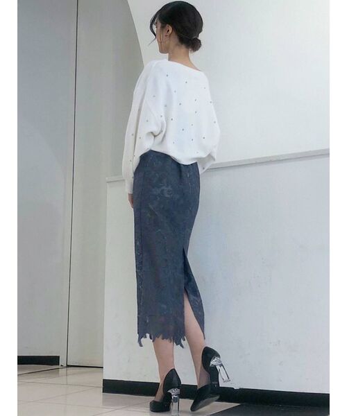 MERCURYDUO（マーキュリーデュオ）の「ビジュー付ニットカーディガン（カーディガン/ボレロ・レディース・ダークブラウン/オフホワイト/ベビーピンク・FREE）」の8枚目の写真