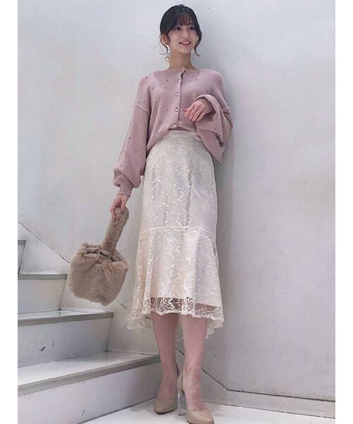 MERCURYDUO（マーキュリーデュオ）の「ビジュー付ニットカーディガン（カーディガン/ボレロ・レディース・ダークブラウン/オフホワイト/ベビーピンク・FREE）」の10枚目の写真