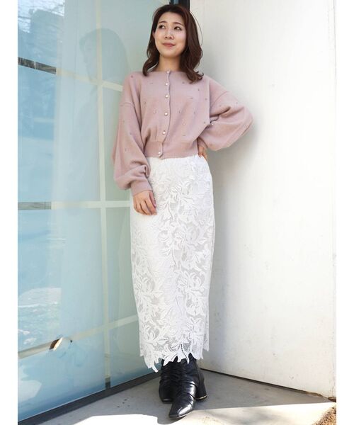 MERCURYDUO（マーキュリーデュオ）の「ビジュー付ニットカーディガン（カーディガン/ボレロ・レディース・ダークブラウン/オフホワイト/ベビーピンク・FREE）」の16枚目の写真