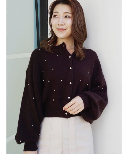 MERCURYDUO（マーキュリーデュオ）の「ビジュー付ニットカーディガン（カーディガン/ボレロ・レディース・ダークブラウン/オフホワイト/ベビーピンク・FREE）」の17枚目の写真