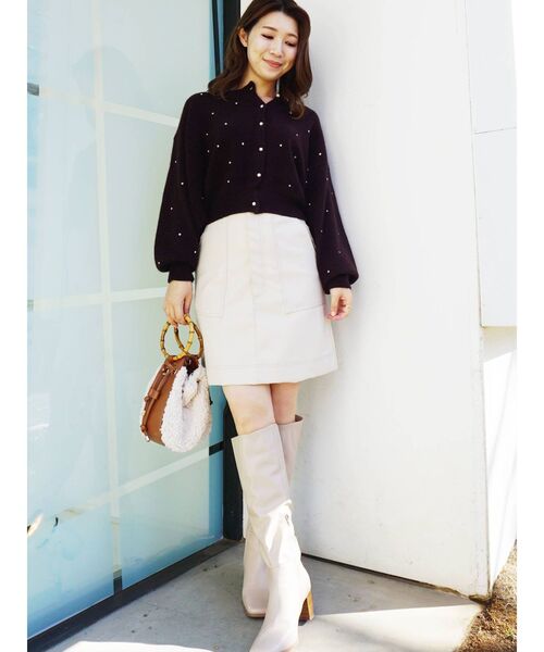 MERCURYDUO（マーキュリーデュオ）の「ビジュー付ニットカーディガン（カーディガン/ボレロ・レディース・ダークブラウン/オフホワイト/ベビーピンク・FREE）」の18枚目の写真