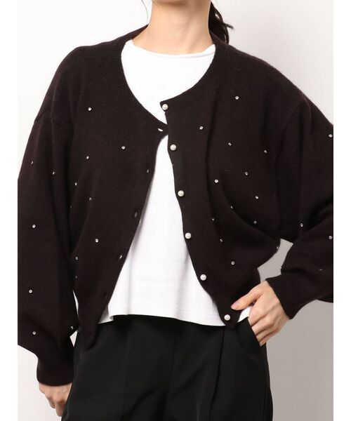 MERCURYDUO（マーキュリーデュオ）の「ビジュー付ニットカーディガン（カーディガン/ボレロ・レディース・ダークブラウン/オフホワイト/ベビーピンク・FREE）」の19枚目の写真