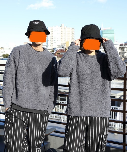 8(eight)(エイト)の「モコモコクルーニットニット(ニット/セーター・メンズ・グレイッシュベージュ/チャコール・MEDIUM/LARGE)」の1枚目の写真