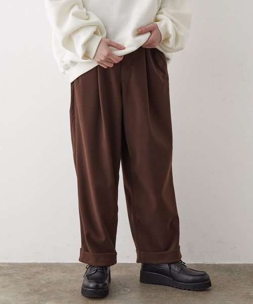 JUNRED(ジュンレッド)の「【tai×JUNRed】モイストタッチワイドテーパードパンツ(スラックス・メンズ・チャコールグレー/ブラウン/グレー・S/M/L)」の3枚目の写真