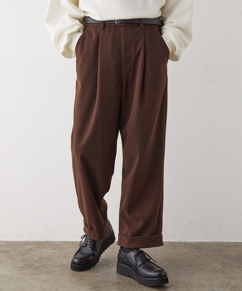 JUNRED(ジュンレッド)の「【tai×JUNRed】モイストタッチワイドテーパードパンツ(スラックス・メンズ・チャコールグレー/ブラウン/グレー・S/M/L)」の6枚目の写真