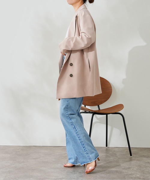 DouDou（ドゥドゥ）の「ダブルジャケット（テーラードジャケット・レディース・ベージュ/ネイビー・FREE）」の6枚目の写真