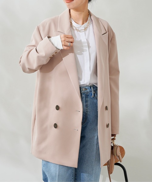 DouDou（ドゥドゥ）の「ダブルジャケット（テーラードジャケット・レディース・ベージュ/ネイビー・FREE）」の9枚目の写真