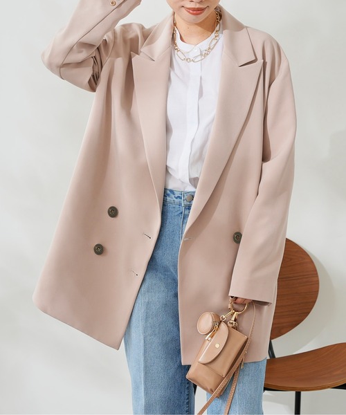 DouDou（ドゥドゥ）の「ダブルジャケット（テーラードジャケット・レディース・ベージュ/ネイビー・FREE）」の10枚目の写真