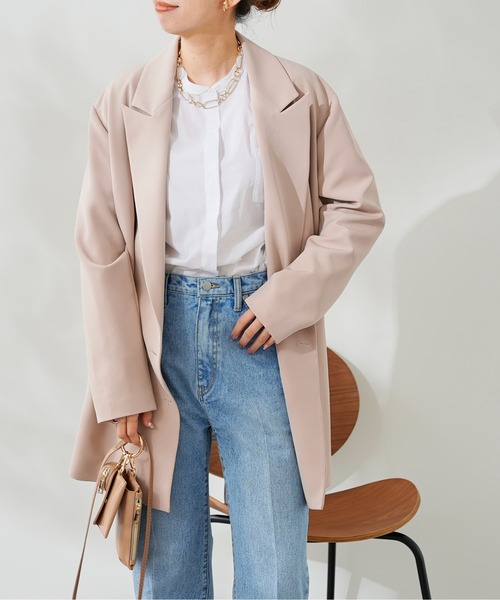 DouDou（ドゥドゥ）の「ダブルジャケット（テーラードジャケット・レディース・ベージュ/ネイビー・FREE）」の13枚目の写真