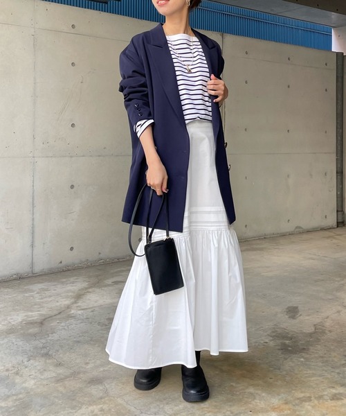 DouDou（ドゥドゥ）の「ダブルジャケット（テーラードジャケット・レディース・ベージュ/ネイビー・FREE）」の14枚目の写真