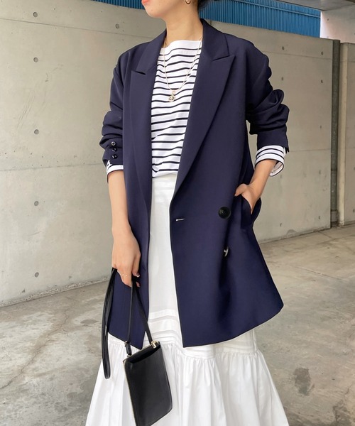 DouDou（ドゥドゥ）の「ダブルジャケット（テーラードジャケット・レディース・ベージュ/ネイビー・FREE）」の20枚目の写真