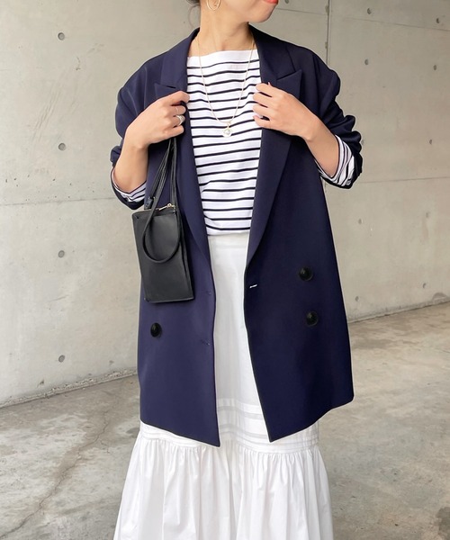 DouDou（ドゥドゥ）の「ダブルジャケット（テーラードジャケット・レディース・ベージュ/ネイビー・FREE）」の21枚目の写真