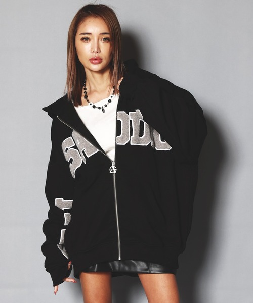 GALLIS ADDICTION（ガリスアディクション）の「GA SAGARA-LOGO ZIP HOODIE/サガラ ワッペン ジップパーカー（パーカー・レディース・ブラック/ライトグレー/ブルー・M/L）」の9枚目の写真