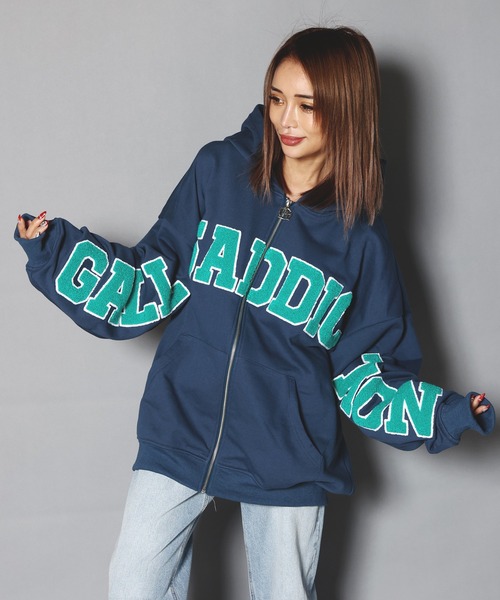 GALLIS ADDICTION（ガリスアディクション）の「GA SAGARA-LOGO ZIP HOODIE/サガラ ワッペン ジップパーカー（パーカー・レディース・ブラック/ライトグレー/ブルー・M/L）」の12枚目の写真