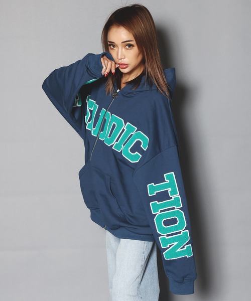 GALLIS ADDICTION（ガリスアディクション）の「GA SAGARA-LOGO ZIP HOODIE/サガラ ワッペン ジップパーカー（パーカー・レディース・ブラック/ライトグレー/ブルー・M/L）」の7枚目の写真