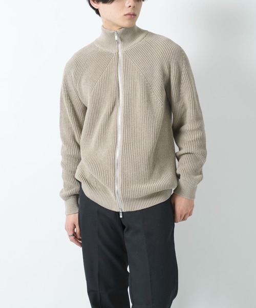 BATONER(バトナー)の「【BATONER】シグネチャー片畔ドライバーズニット SIGNATURE DRIVERS KNIT/BN-22SM-002(カーディガン/ボレロ・メンズ・ベージュ/グレイッシュブルー・2/3)」の6枚目の写真