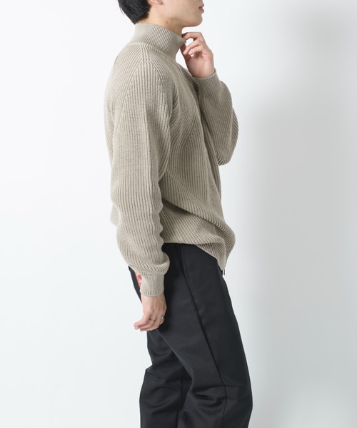 BATONER(バトナー)の「【BATONER】シグネチャー片畔ドライバーズニット SIGNATURE DRIVERS KNIT/BN-22SM-002(カーディガン/ボレロ・メンズ・ベージュ/グレイッシュブルー・2/3)」の7枚目の写真