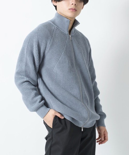 BATONER(バトナー)の「【BATONER】シグネチャー片畔ドライバーズニット SIGNATURE DRIVERS KNIT/BN-22SM-002(カーディガン/ボレロ・メンズ・ベージュ/グレイッシュブルー・2/3)」の8枚目の写真