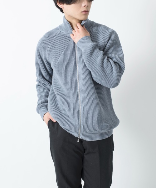 BATONER(バトナー)の「【BATONER】シグネチャー片畔ドライバーズニット SIGNATURE DRIVERS KNIT/BN-22SM-002(カーディガン/ボレロ・メンズ・ベージュ/グレイッシュブルー・2/3)」の10枚目の写真