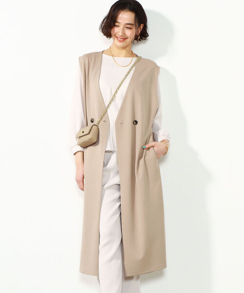 NOLLEY’S(ノーリーズ)の「◇【WEB限定】バックフリルロングジレ(ベスト・レディース・ライトグレー/キャメル/ダークネイビー・FREE)」の3枚目の写真