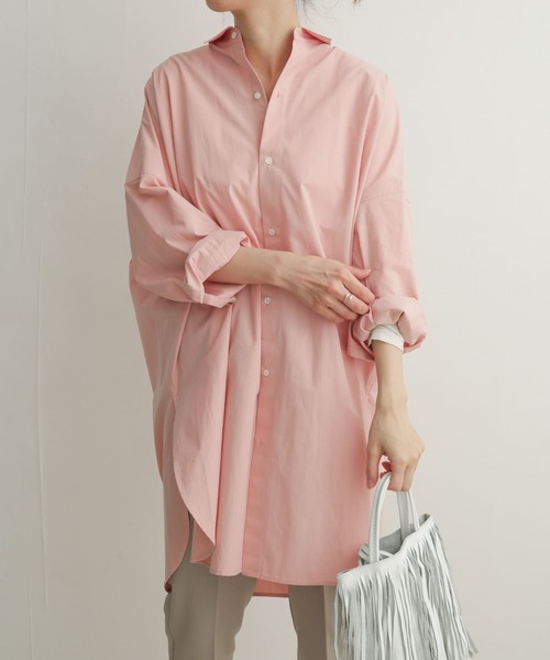 URBAN RESEARCH DOORS(アーバンリサーチドアーズ)の「コットンビッグシャツ(シャツ/ブラウス・レディース・ライトグレー/ピンク/ブルー・1)」の6枚目の写真