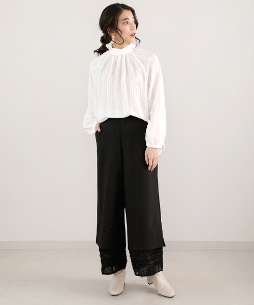 Bou Jeloud（ブージュルード）の「ドビーストライプブラウス（シャツ/ブラウス・レディース・ブラック/オフホワイト/ブルー/ミント・38）」の6枚目の写真