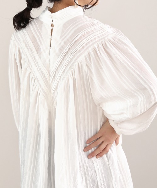 Bou Jeloud（ブージュルード）の「ドビーストライプブラウス（シャツ/ブラウス・レディース・ブラック/オフホワイト/ブルー/ミント・38）」の7枚目の写真