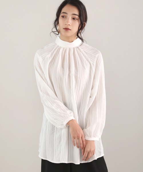 Bou Jeloud（ブージュルード）の「ドビーストライプブラウス（シャツ/ブラウス・レディース・ブラック/オフホワイト/ブルー/ミント・38）」の8枚目の写真