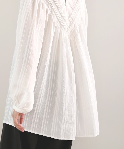 Bou Jeloud（ブージュルード）の「ドビーストライプブラウス（シャツ/ブラウス・レディース・ブラック/オフホワイト/ブルー/ミント・38）」の9枚目の写真