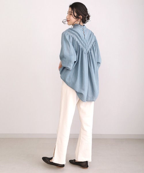 Bou Jeloud（ブージュルード）の「ドビーストライプブラウス（シャツ/ブラウス・レディース・ブラック/オフホワイト/ブルー/ミント・38）」の11枚目の写真