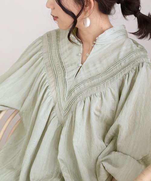 Bou Jeloud（ブージュルード）の「ドビーストライプブラウス（シャツ/ブラウス・レディース・ブラック/オフホワイト/ブルー/ミント・38）」の20枚目の写真