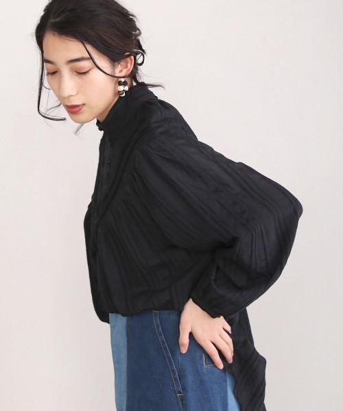 Bou Jeloud（ブージュルード）の「ドビーストライプブラウス（シャツ/ブラウス・レディース・ブラック/オフホワイト/ブルー/ミント・38）」の15枚目の写真