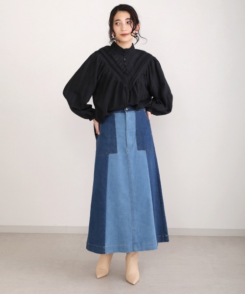 Bou Jeloud（ブージュルード）の「ドビーストライプブラウス（シャツ/ブラウス・レディース・ブラック/オフホワイト/ブルー/ミント・38）」の16枚目の写真