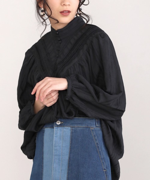 Bou Jeloud（ブージュルード）の「ドビーストライプブラウス（シャツ/ブラウス・レディース・ブラック/オフホワイト/ブルー/ミント・38）」の17枚目の写真